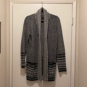 Lucky Brand long sweater cardigan (gray and black) Sz M